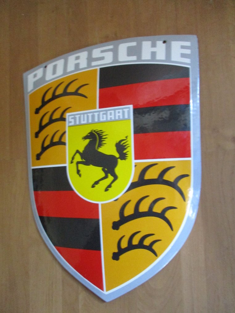 搪瓷钢旧图案 - 珐琅标志 - 搪瓷, 配备老款保时捷 #1.0