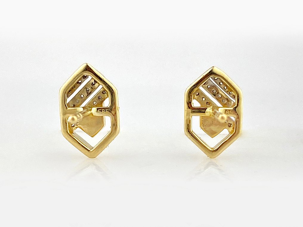 沒有保留價 - 耳環 - 14 克拉 黃金 - 0.09ct. tw. 鉆石 (天然) #3.2