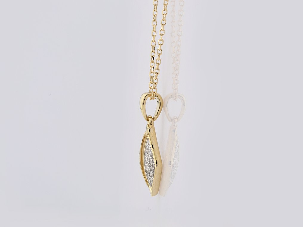 Κολιέ με μενταγιόν - 14 καράτια Κίτρινο χρυσό -  0.08ct. tw. Διαμάντι (Φυσικό)  #3.2