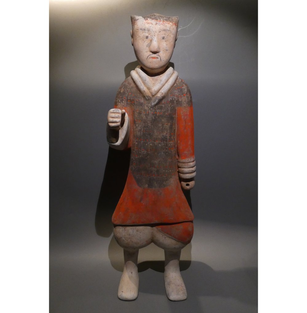Αρχαία Κινέζικη, δυναστεία των Han Terracotta Πολεμιστής με πανοπλία. 54 εκ. ύψος. 2ος - 1ος αιώνας π.Χ. #1.0