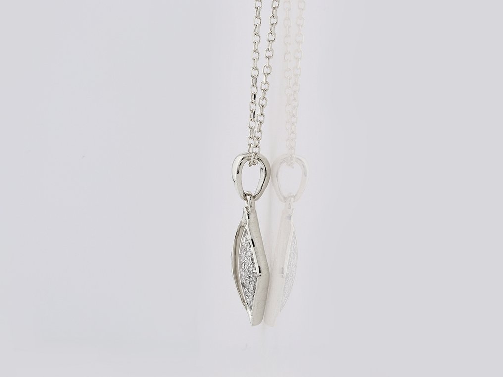 Κολιέ με μενταγιόν - 14 καράτια Λευκός χρυσός - 0.08ct. tw. Διαμάντι (Φυσικό) #3.2