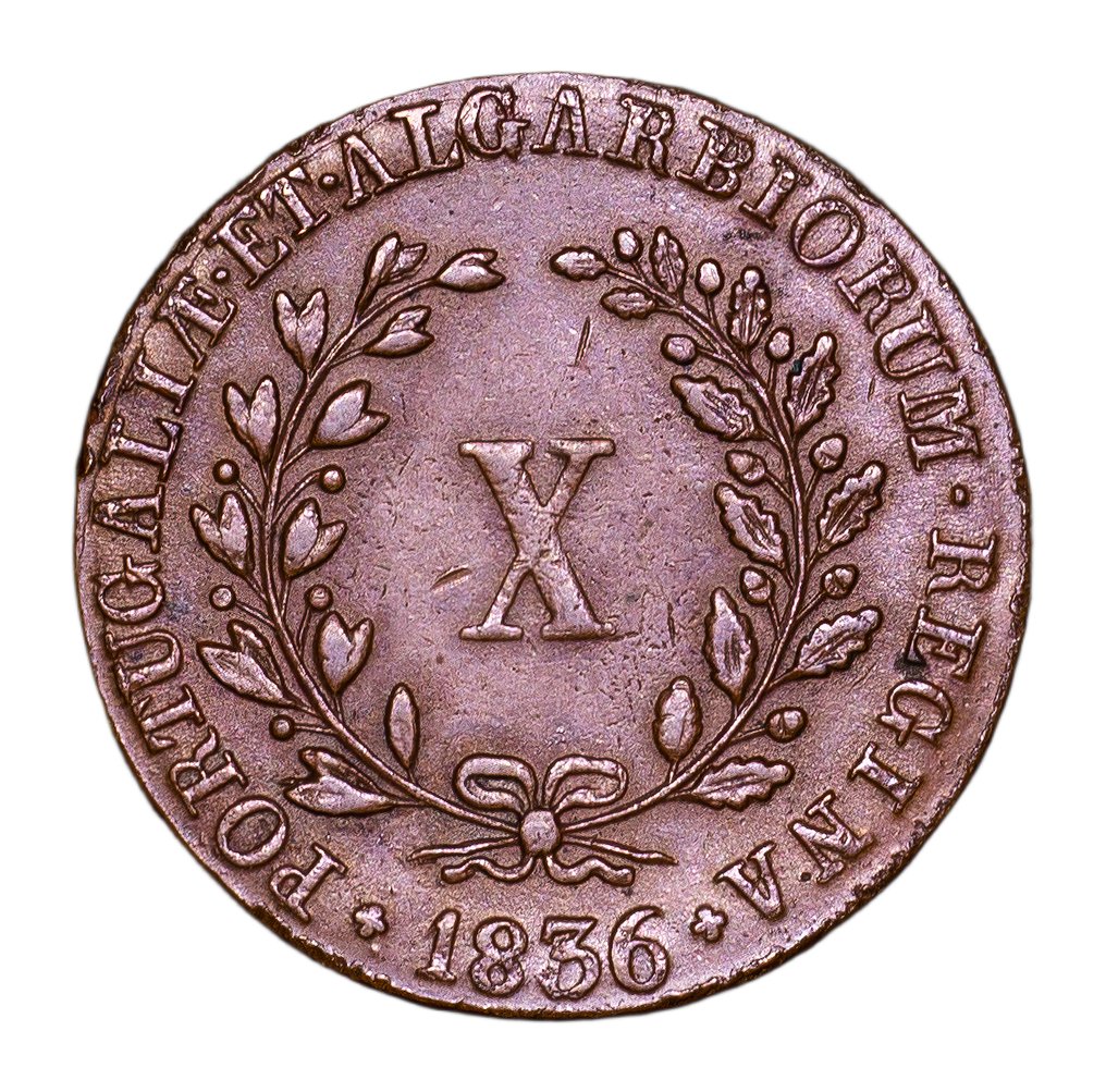 Πορτογαλία. D. Maria II (1834-1853). X Reis 1836 - Escassa #1.0