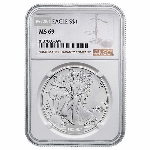 美国. 1986-2025 NGC MS-69 1 oz American Silver Eagles Coin Complete Set- Complete 41-coin Set #2.1