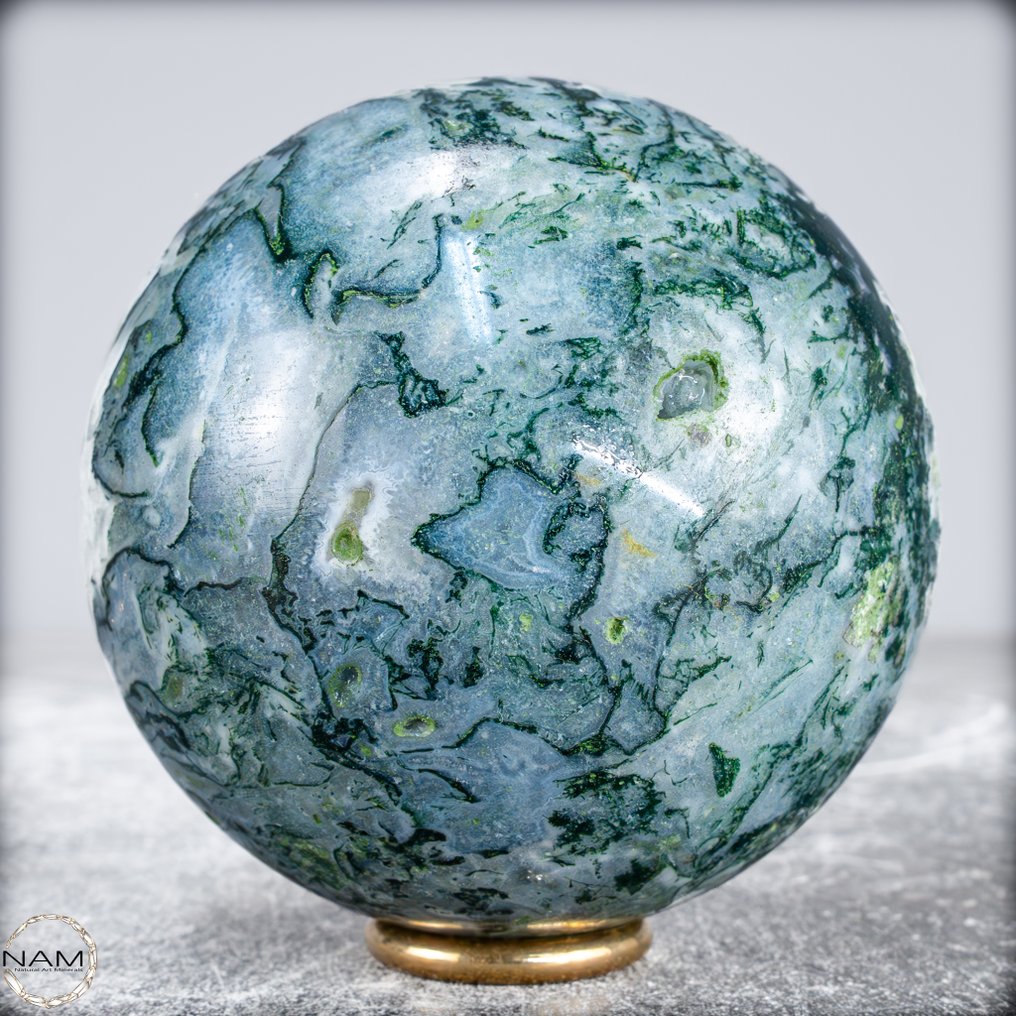 Top Quality Natural Very Artistic Moss Agate Sphere- 726.64 g #2.1