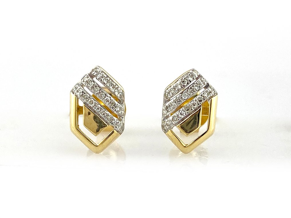 沒有保留價 - 耳環 - 14 克拉 黃金 - 0.09ct. tw. 鉆石 (天然) #1.0