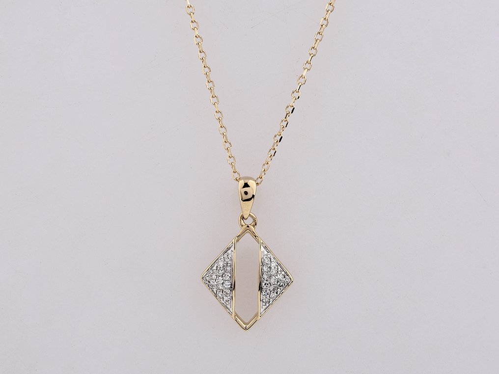 Κολιέ με μενταγιόν - 14 καράτια Κίτρινο χρυσό -  0.08ct. tw. Διαμάντι (Φυσικό)  #1.0