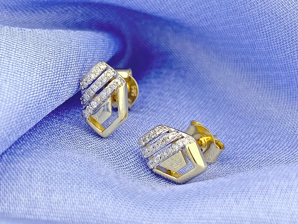 沒有保留價 - 耳環 - 14 克拉 黃金 - 0.09ct. tw. 鉆石 (天然) #4.3