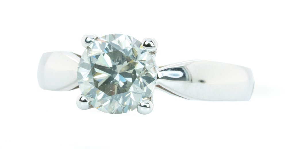 戒指 - 18K包金 白金, 自然白色H-I -  1.70ct. tw. 钻石 (天然) - SI2 #1.0