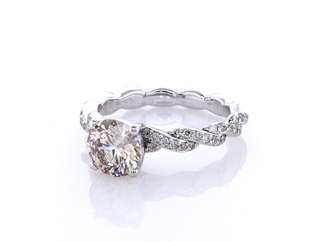 戒指 - 14K包金 白金 -  1.36ct. tw. 钻石 (天然色彩的) - 钻石 #3.2