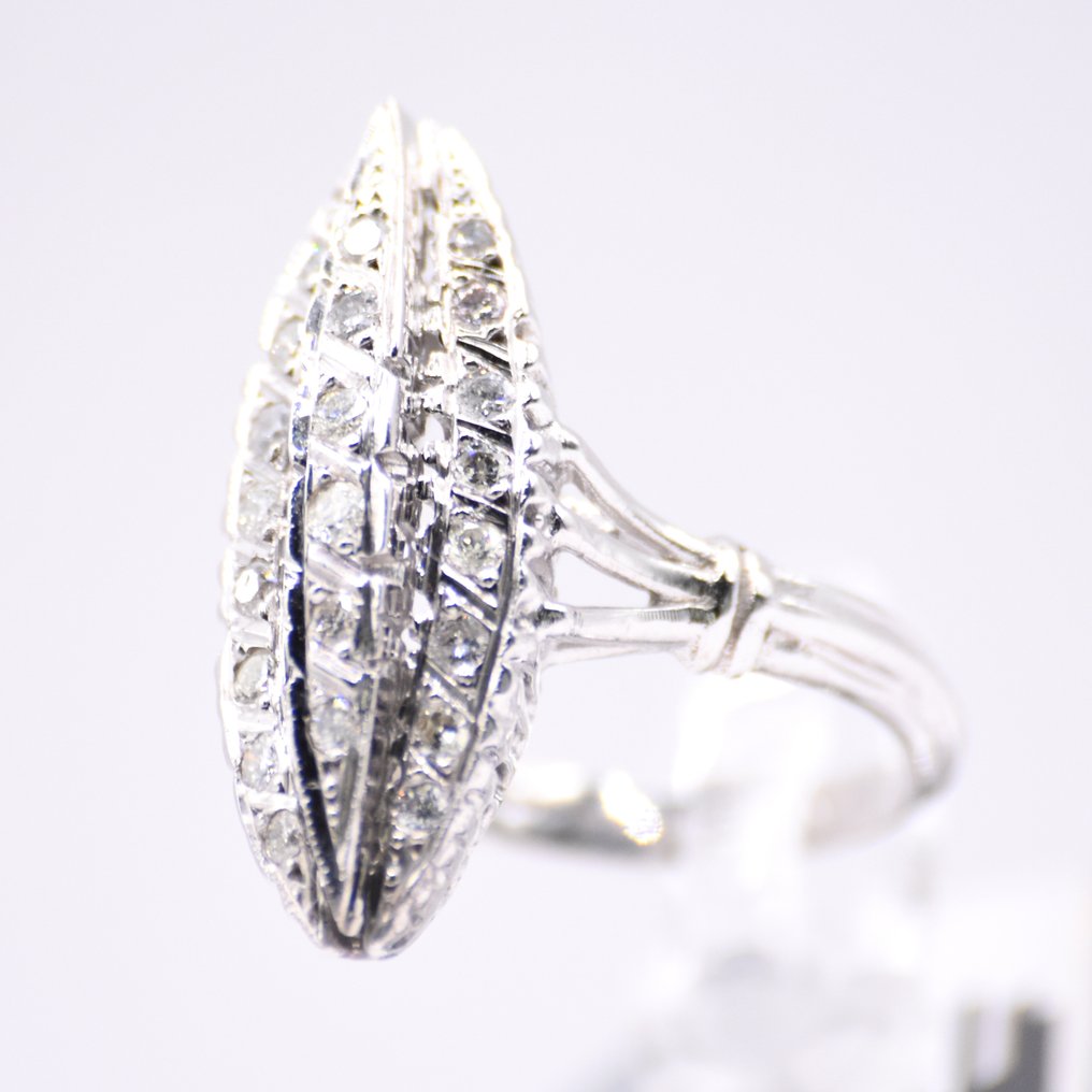 Sin precio de reserva - Anillo Platino -  0.90ct. tw. Diamante (Natural)  - Clásico Marquise #3.2