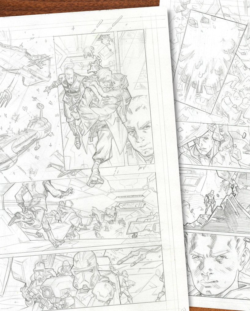 Domenech, Sergi - 2 Original Sequential Pages 1 & 2 - Star Wars: Hypervelocity Stories – Hand Signed #1.0