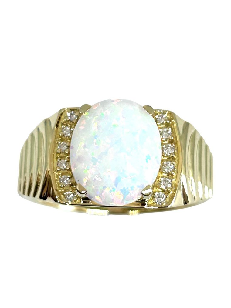 Δαχτυλίδι - 18 καράτια Κίτρινο χρυσό -  2.62ct. tw. Οπάλιο - Διαμάντι #3.2