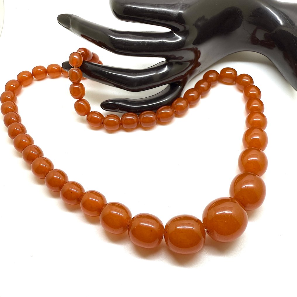 Samleobjekt art deco-halskjede med store baltiske ravperler. - Rav - Succinite / fossilized pine tree resin #3.2