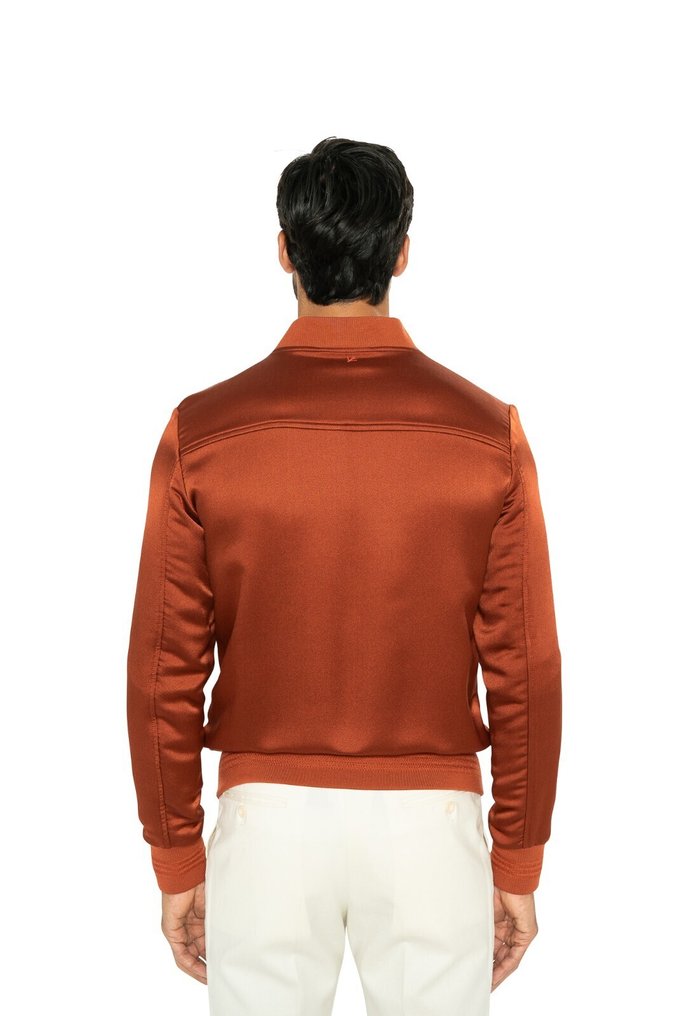RRP 3800€ ISAIA NAPOLI Rust Satin Bomber Jacket Wool & Silk - 48 IT - 短夾克 - New with tags #1.0