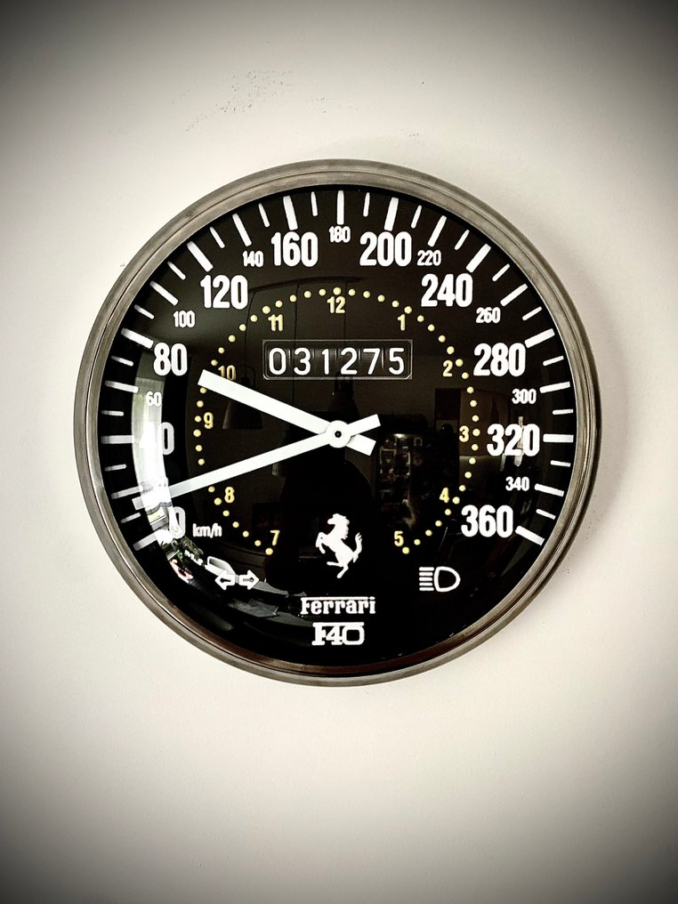 法拉利F40-速度表墙钟，限量版8/50，收藏家专用。 -  老式 - 普通玻璃 - 2000-2010 - 法拉利F40时钟 #1.0
