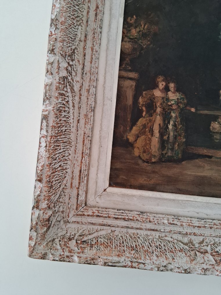 Adolphe Monticelli (1824-1886) - Nächtlicher Garten mit Figuren und Schwänen #4.3