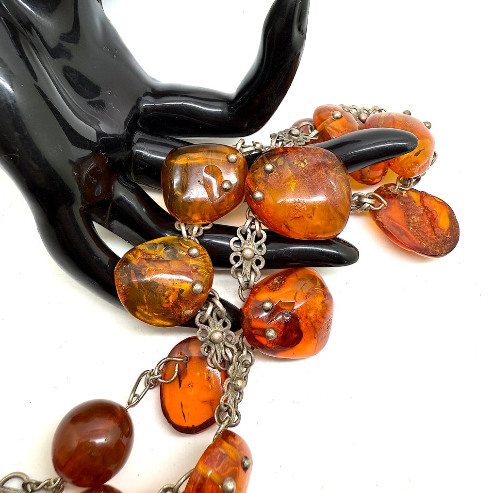 老款项圈，配有天然波罗的海琥珀，香槟色，重67.2克 - 琥珀 - Succinite / fossilized pine tree resin #2.1