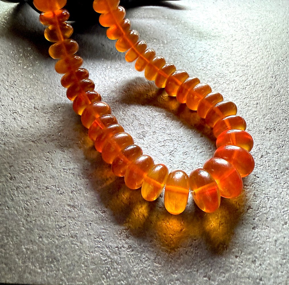 Old Baltic amber donuts collar in cognac, 70.0 g - Amber - Succinite / fossilized pine tree resin #1.0