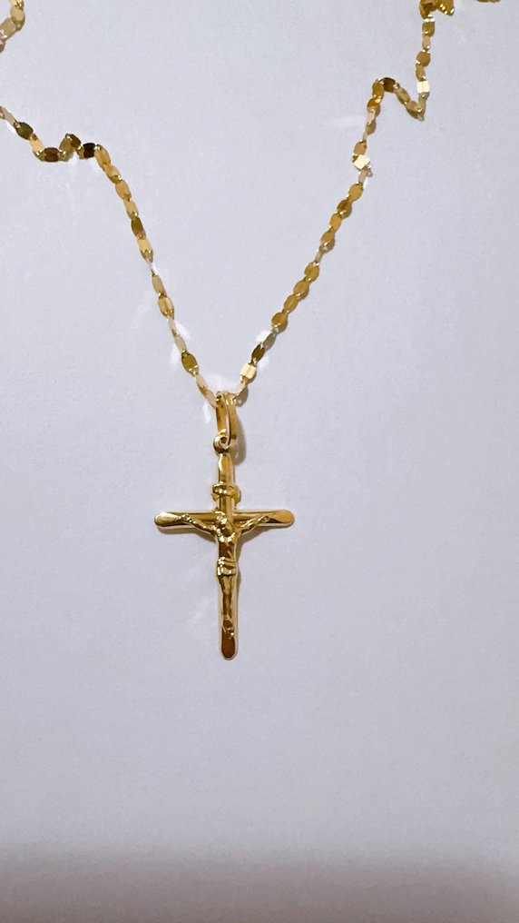 没有保留价 - 吊坠项链 - 18K包金 黄金 - 45厘米 1.6毫米 -2.7厘米 x 1.7厘米 #1.0