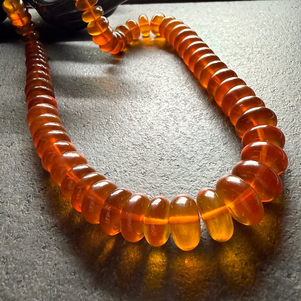 Old Baltic amber donuts collar in cognac, 70.0 g - Amber - Succinite / fossilized pine tree resin #1.0