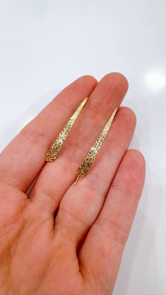 Nincs minimálár - Drop fülbevaló - 18 kt. Sárga arany - Kagylós fülbevalók - 4 cm #1.0