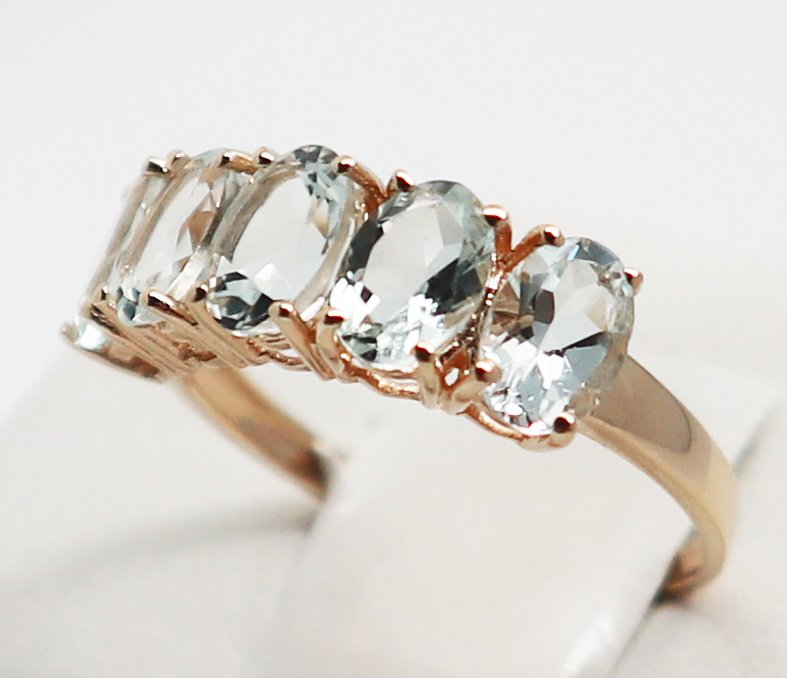 Nincs minimálár - Gyűrű - 14 kt. Sárga arany Akvamarin #1.0