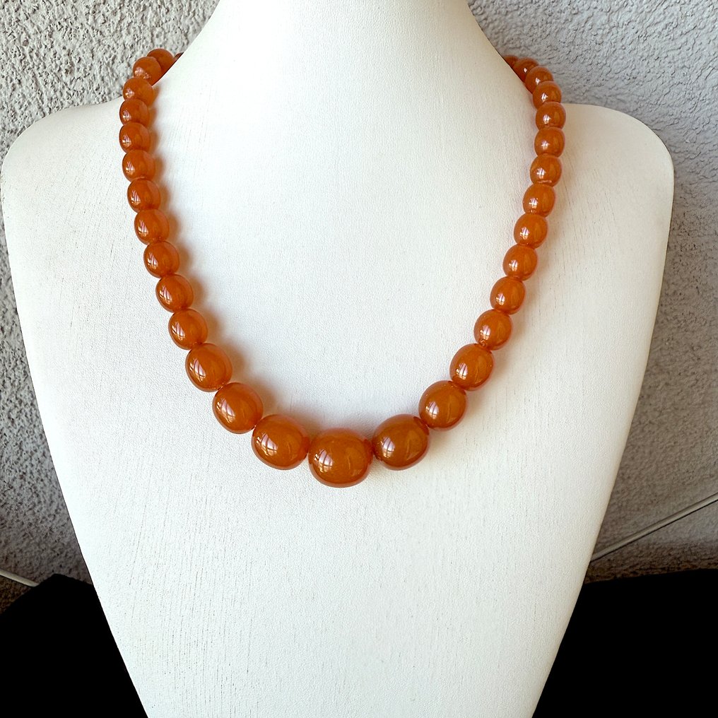 Samleobjekt art deco-halskjede med store baltiske ravperler. - Rav - Succinite / fossilized pine tree resin #2.1
