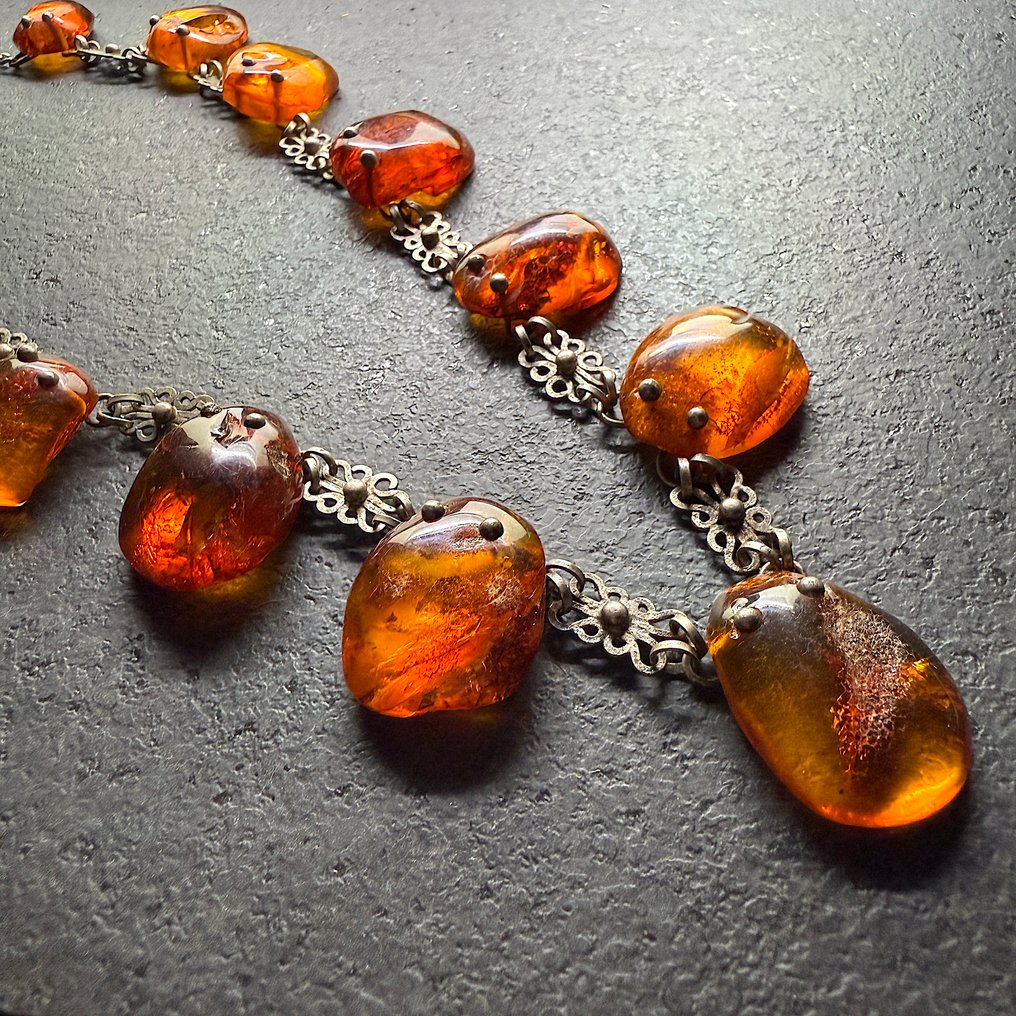 老款项圈，配有天然波罗的海琥珀，香槟色，重67.2克 - 琥珀 - Succinite / fossilized pine tree resin #3.2