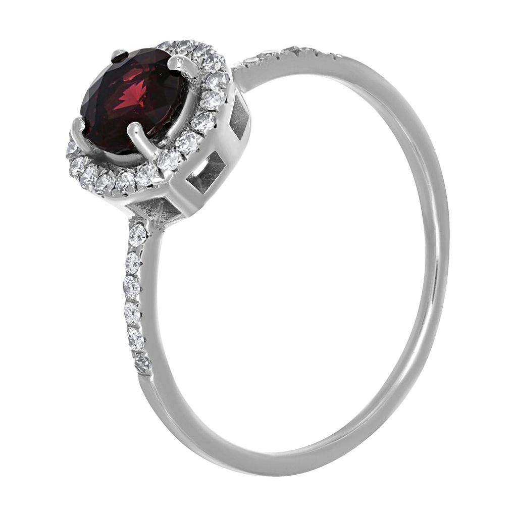 戒指 - 18 克拉 白金 - 0.96ct. tw. 石榴石 - 鉆石 #3.2