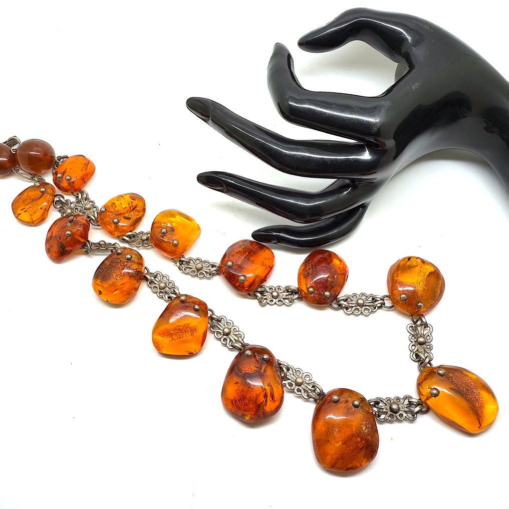 老款项圈，配有天然波罗的海琥珀，香槟色，重67.2克 - 琥珀 - Succinite / fossilized pine tree resin #4.3