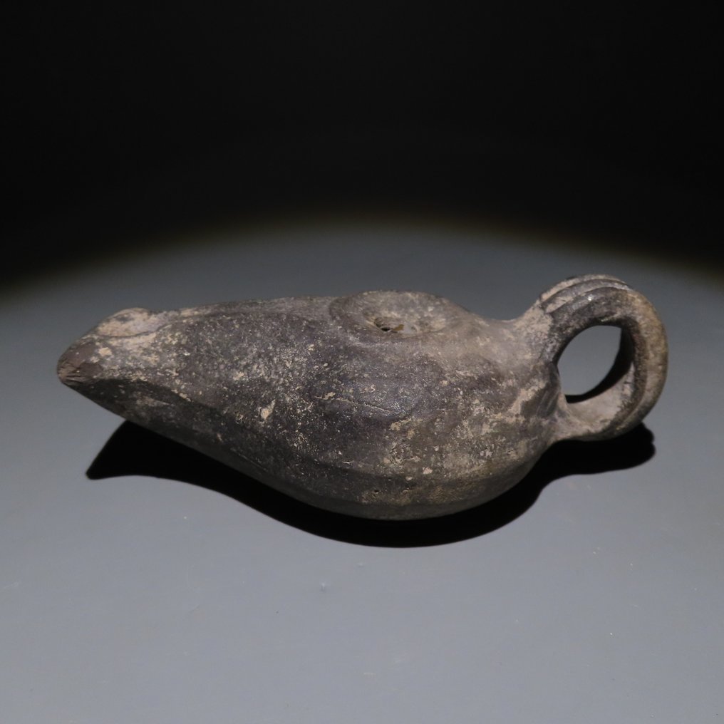 古希腊 Terracotta 油灯。公元前3-1世纪。长12.3厘米。 #4.3