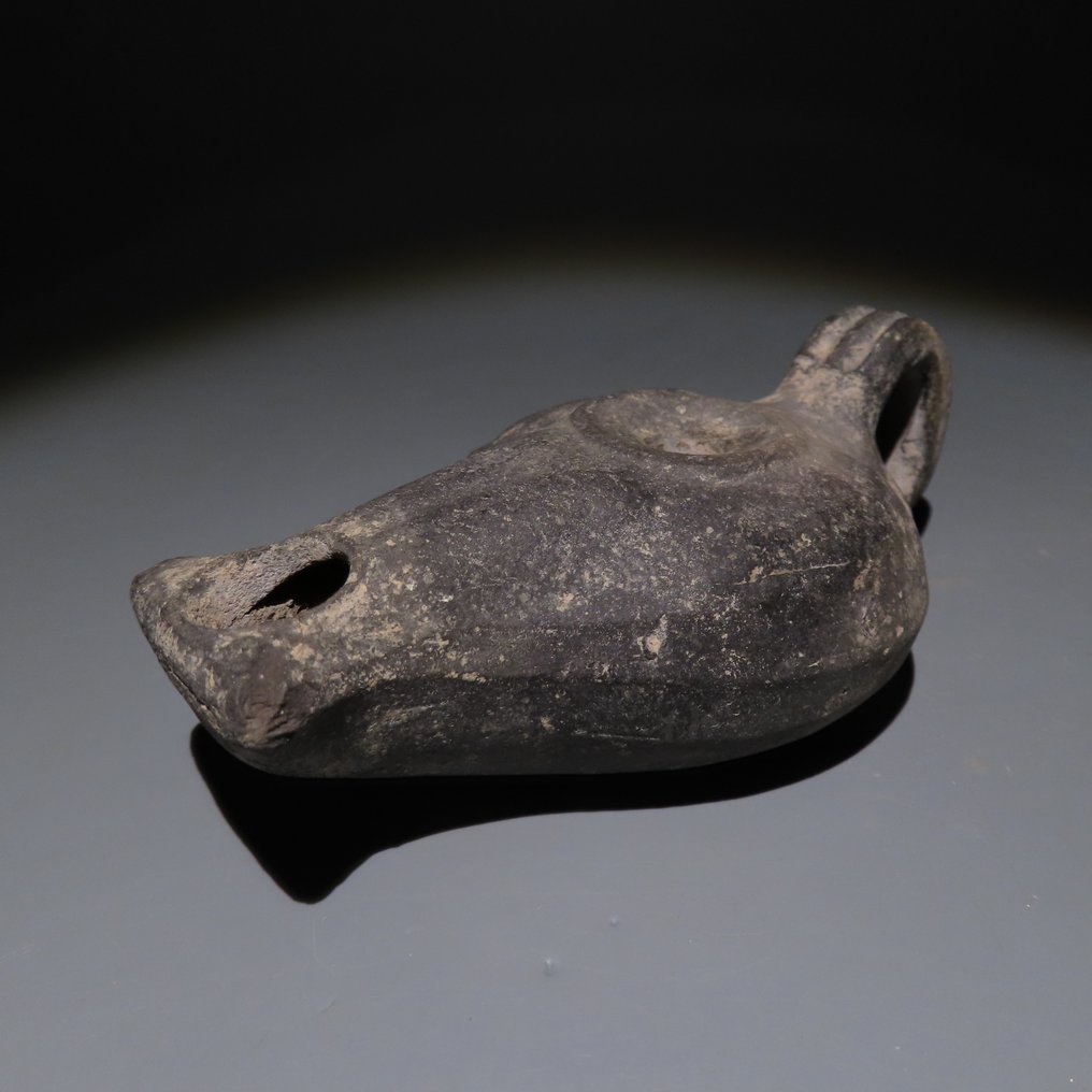 古希腊 Terracotta 油灯。公元前3-1世纪。长12.3厘米。 #2.1