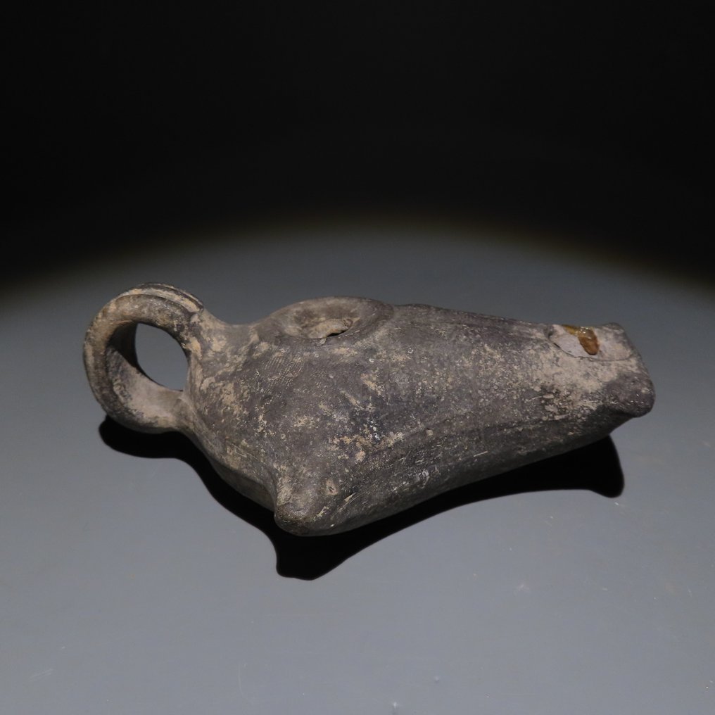 古希腊 Terracotta 油灯。公元前3-1世纪。长12.3厘米。 #3.2