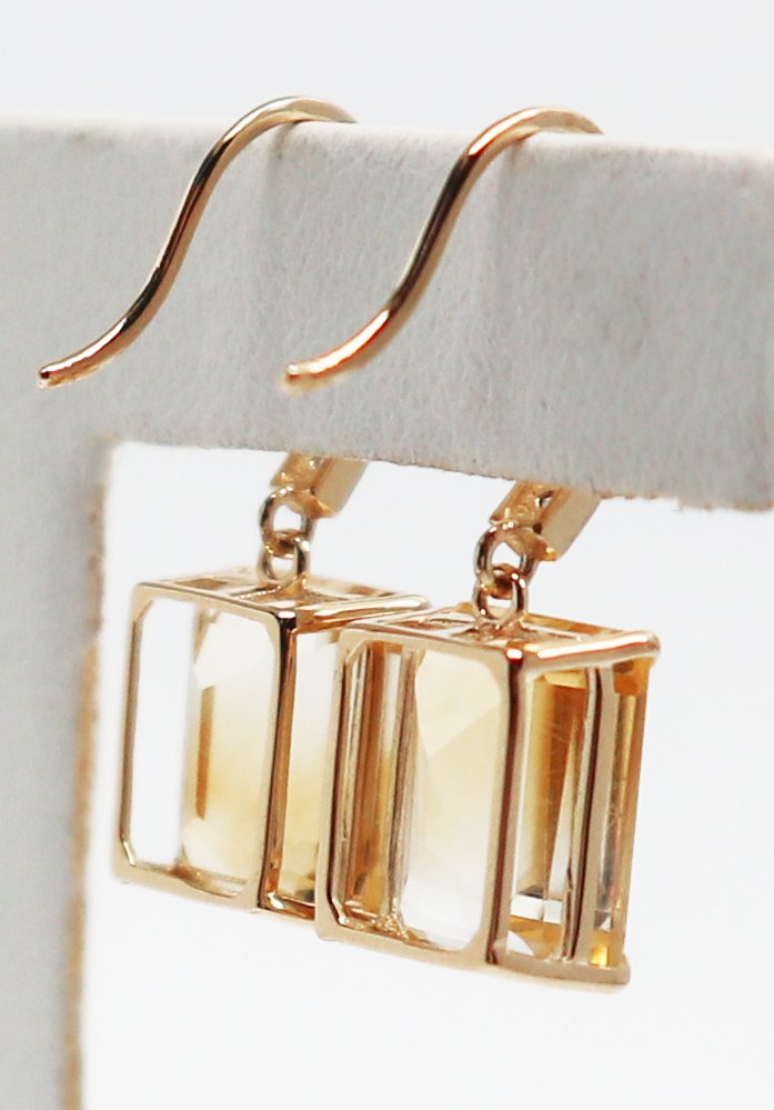 没有保留价 - 耳环 - 14K包金 黄金 黄水晶 - 钻石 #1.0