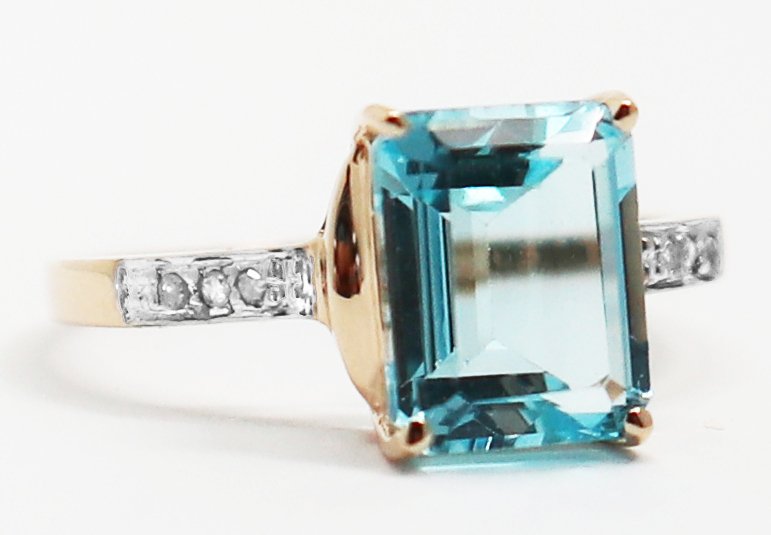 Ingen mindstepris - Ring - 14 karat Gulguld Topas - Diamant #2.1