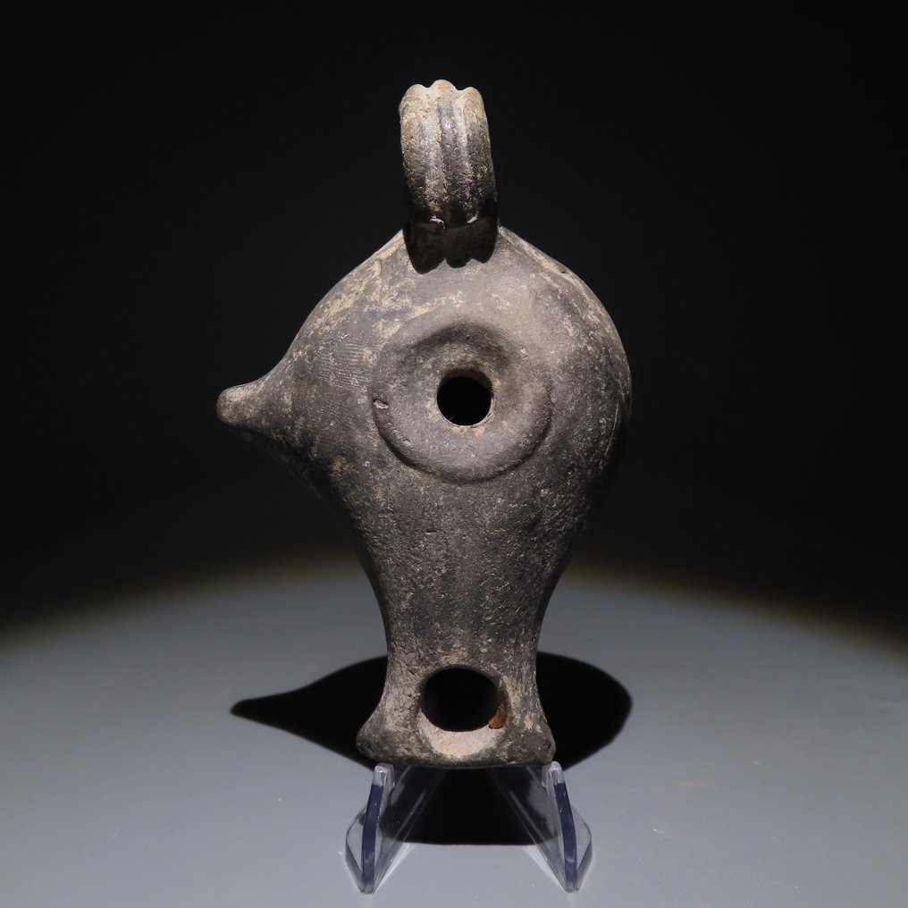 古希腊 Terracotta 油灯。公元前3-1世纪。长12.3厘米。 #1.0