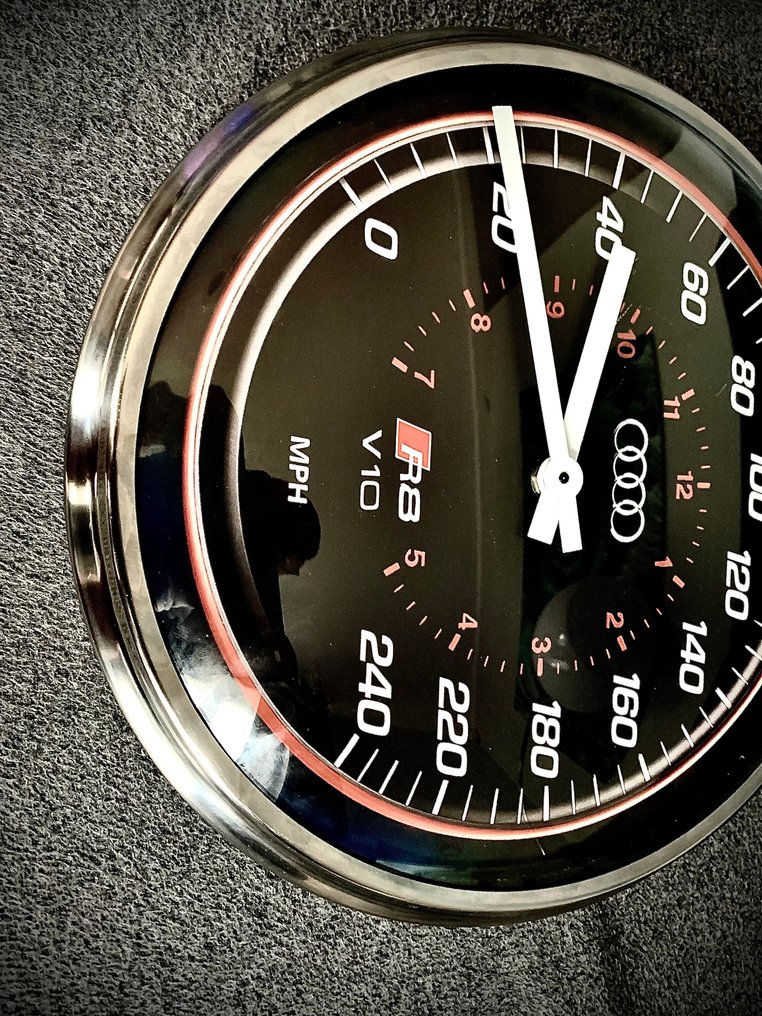 墙钟 – 奥迪R8 Spyder第一代V10速度表 – 限量1/50 -  老式 金属, 玻璃, 塑料 - 2010-2020年 - 奥迪R8敞篷跑车挂钟 #4.3