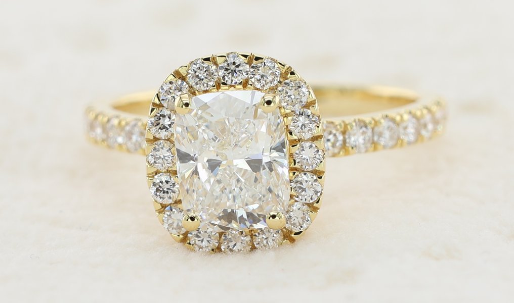 Kihlasormus - 14 kt. Keltakulta -  2.08ct. tw. Timantti (Laboratoriossa kasvatettu) - Timantti - IGI Certified #1.0