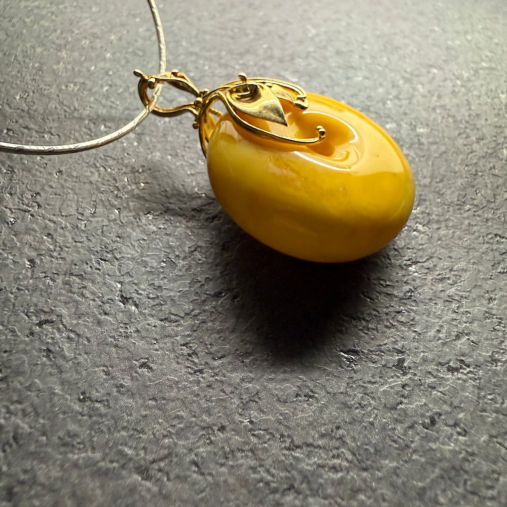 Halskette & Anhänger aus natürlichem baltischem Bernstein in Form eines Donuts, aus Sterlingsilber - Bernstein - succinite #4.3