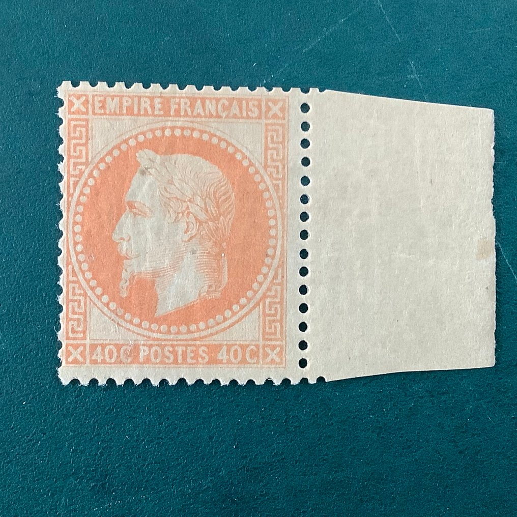 Frankrike 1867/1868 - 40 cent Napoleon Lauree med arkkant og nyeste sertifikat Balasse - Yvert 31 #4.3