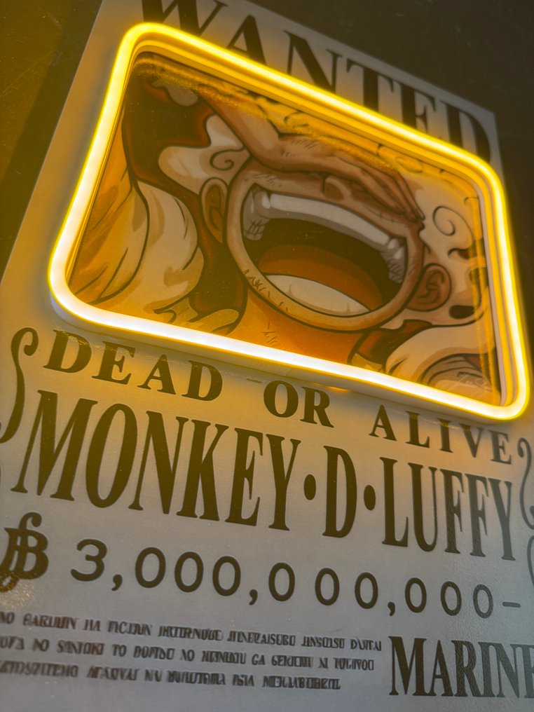 LEDMansion - Wanted – Monkey D. Luffy - 25x35cm - LEDMansion - Lighted sign - Forex #1.0