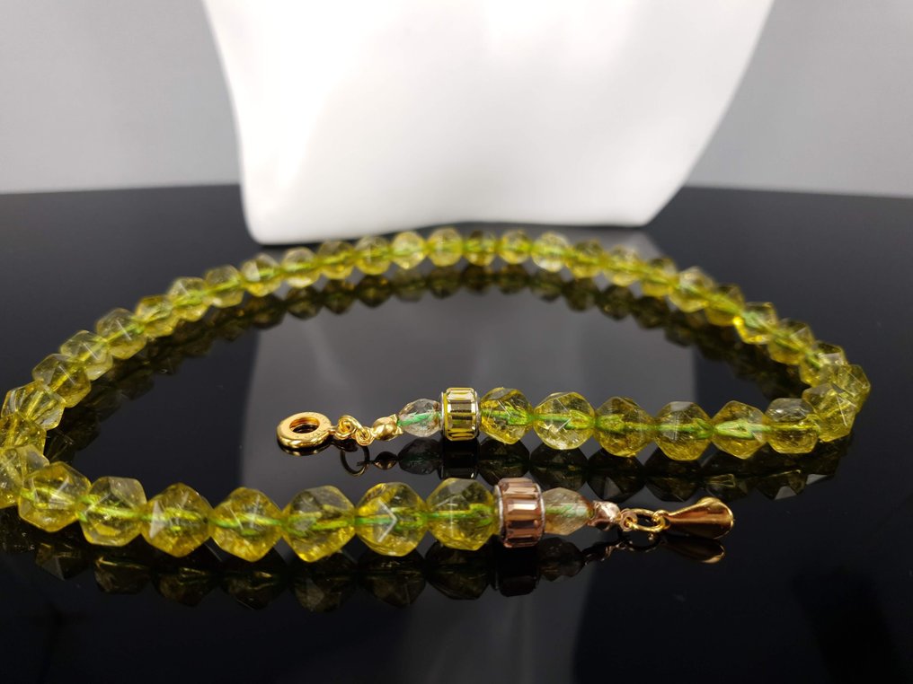 天然橄榄石黄水晶宝石 - 鏈 #1.0