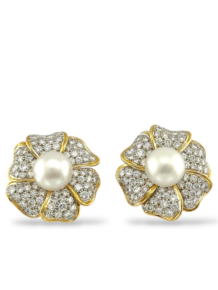 耳环 - 18K包金 黄金, 18K 金和 11.0 克拉钻石耳环 钻石 (天然) #2.1