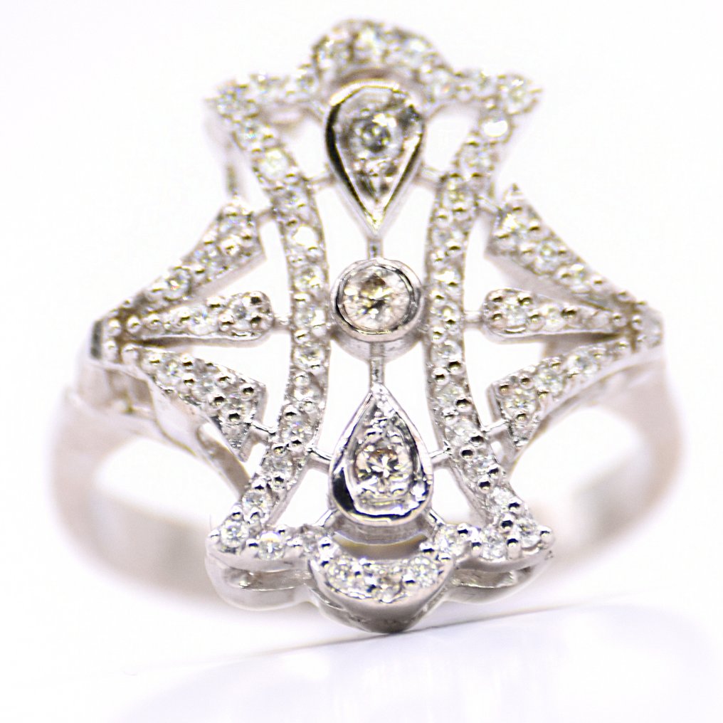 沒有保留價 - 戒指 鉑金 -  0.70ct. tw. 鉆石 (天然)  - 新爱德华风格 #1.0