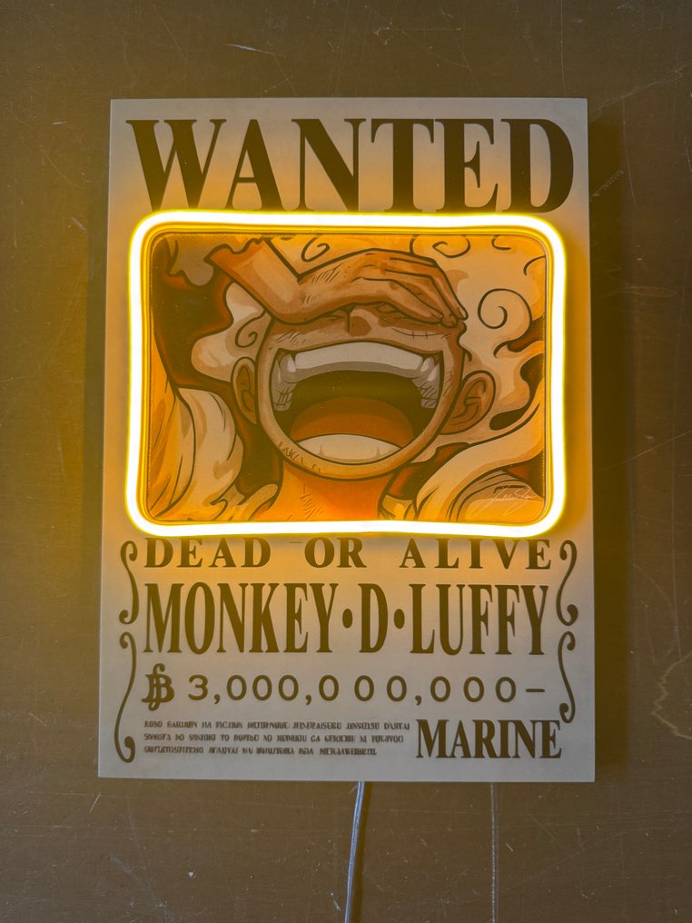LEDMansion - Wanted – Monkey D. Luffy - 25x35cm - LEDMansion - Lighted sign - Forex #1.0