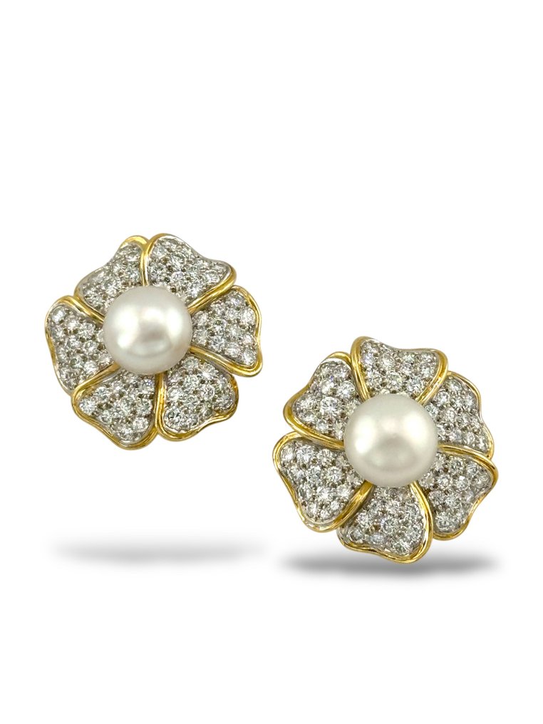 耳环 - 18K包金 黄金, 18K 金和 11.0 克拉钻石耳环 钻石 (天然) #3.2