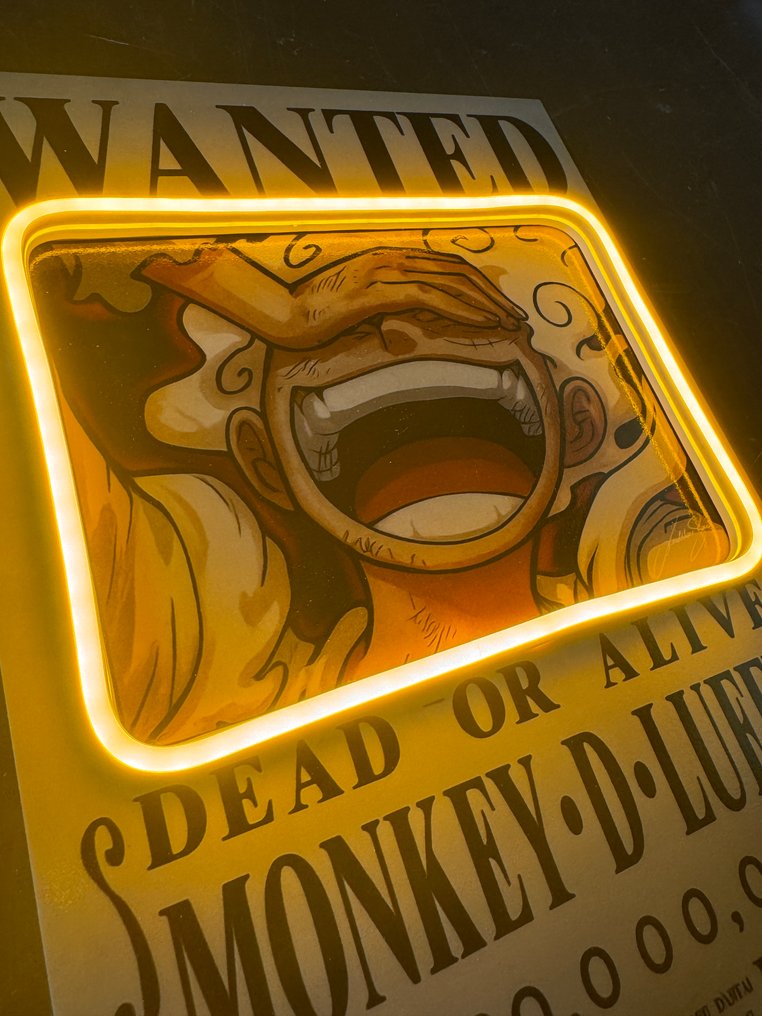 LEDMansion - Wanted – Monkey D. Luffy - 25x35cm - LEDMansion - Lighted sign - Forex #3.2