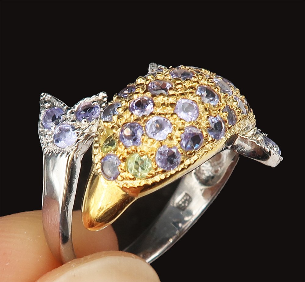 Silver, Dauphin-armbandet 'Esprit de l'Océan' i Tanzanit: Harmoni, Glädje & Skydd - Silver 925, Peridot - Ring #2.1