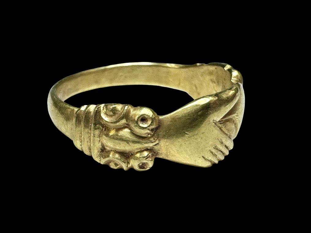 都铎时期金戒指,16世纪 金色 Fede戒指与XRF测试 #4.3