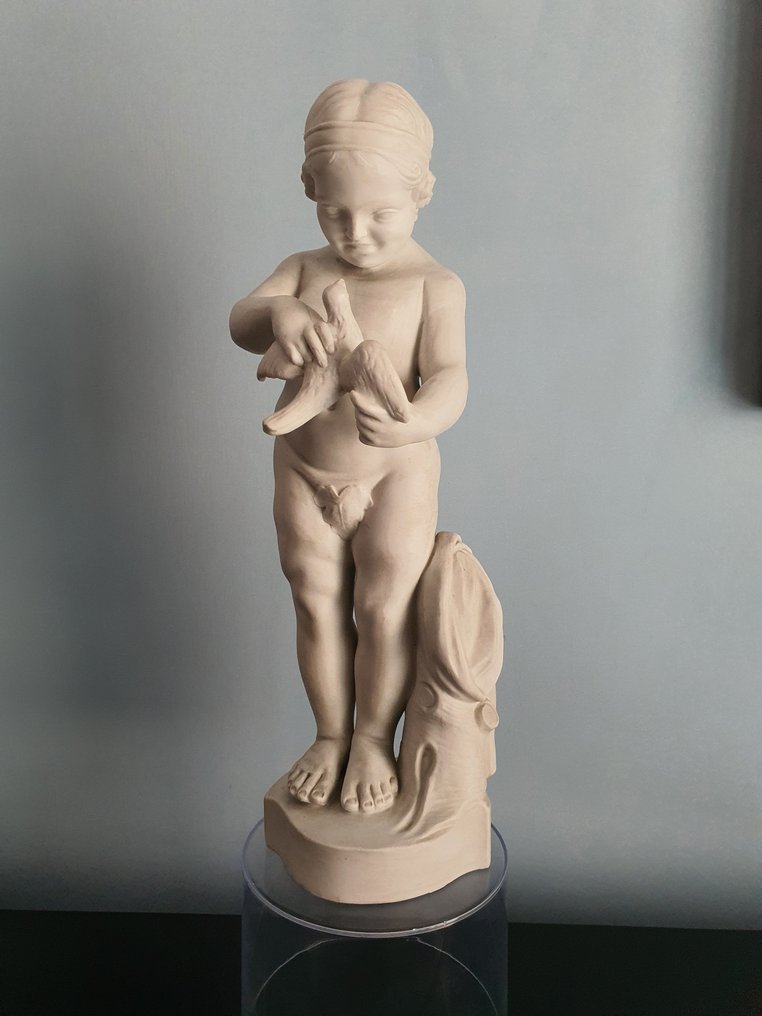 Ginori Doccia - 雕塑, Putto con colomba - 33 cm - 饼干 #1.0